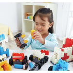Poly M City Vehicles 都市交通工具積木套裝 (130pcs) | 材質柔韌無尖角，讓孩子安心抓握與拼砌 | 適合 2 歲+