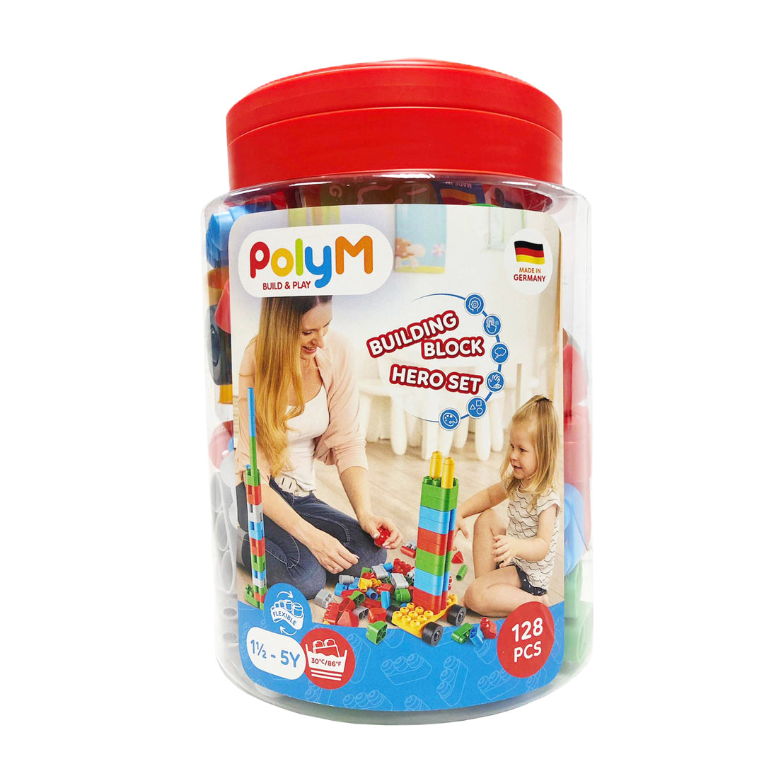 Poly-M 積木桶（128個）-Hape-Eurekakids