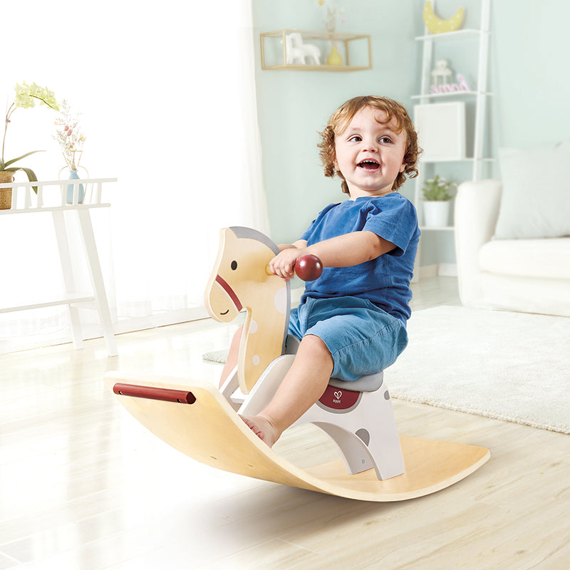 Hape 木製兩用搖馬 | 經典木製玩具配平衡板 | 1 - 3 歲