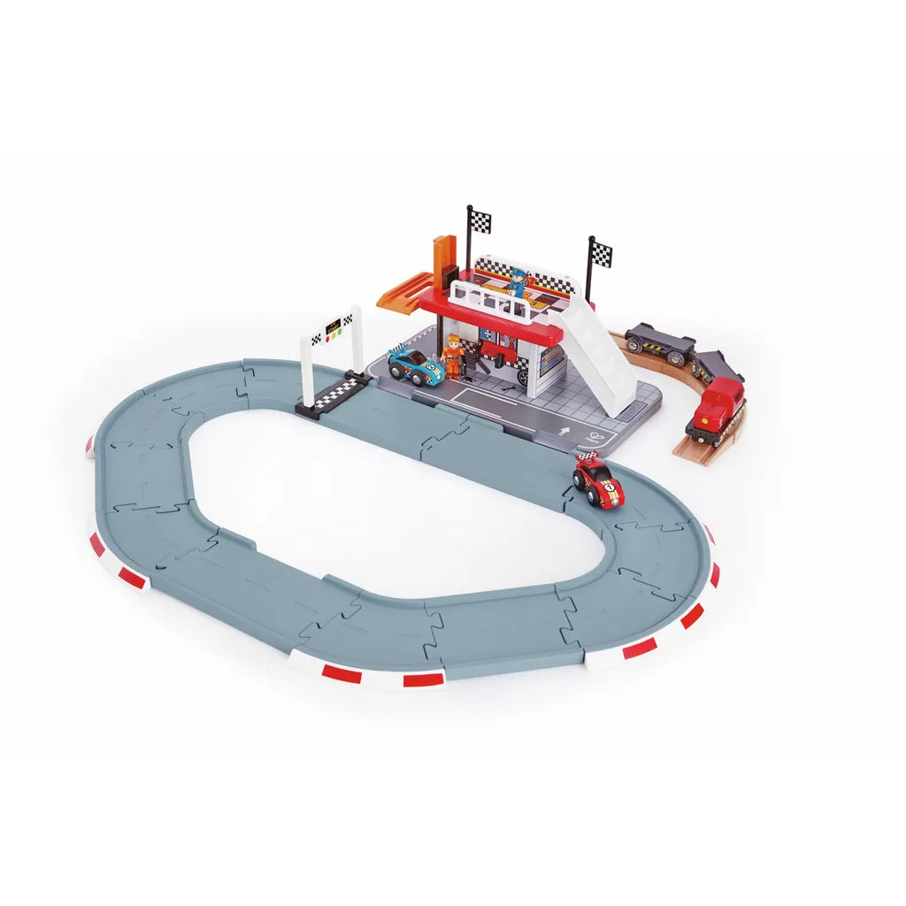 火車軌道賽車場組合-Hape-Eurekakids