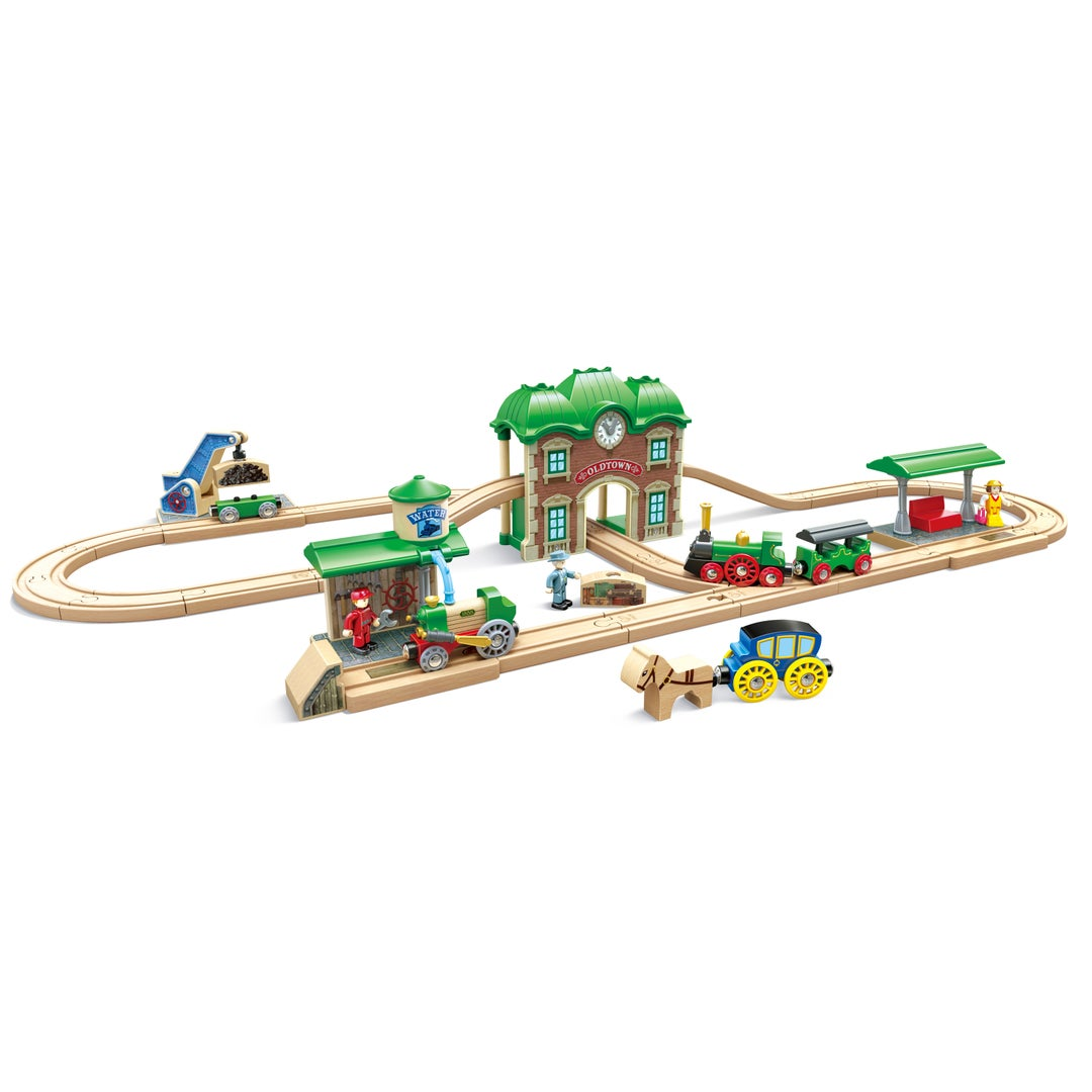 Wooden Retro Train & Station Set｜Hape 復古火車車站套裝
