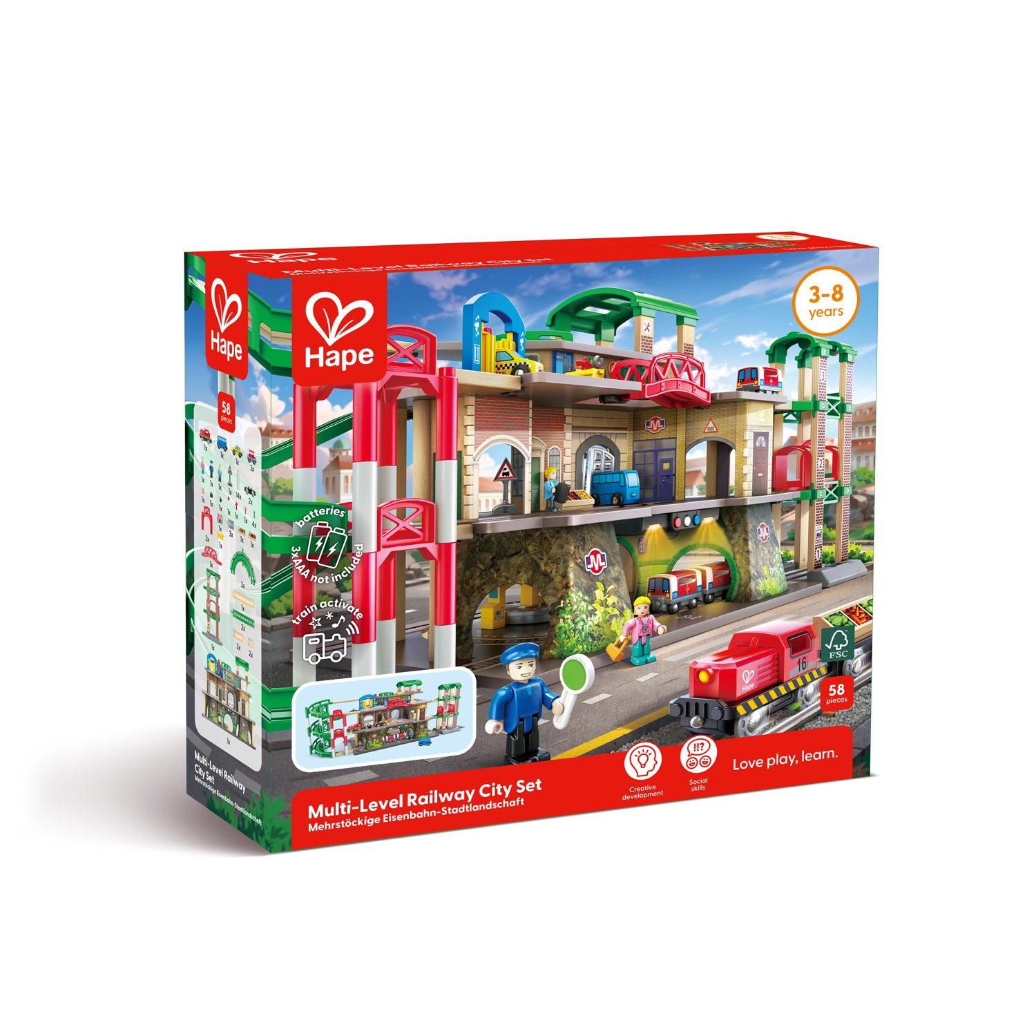 城市鐵路軌道木製建構套裝-Hape-Eurekakids