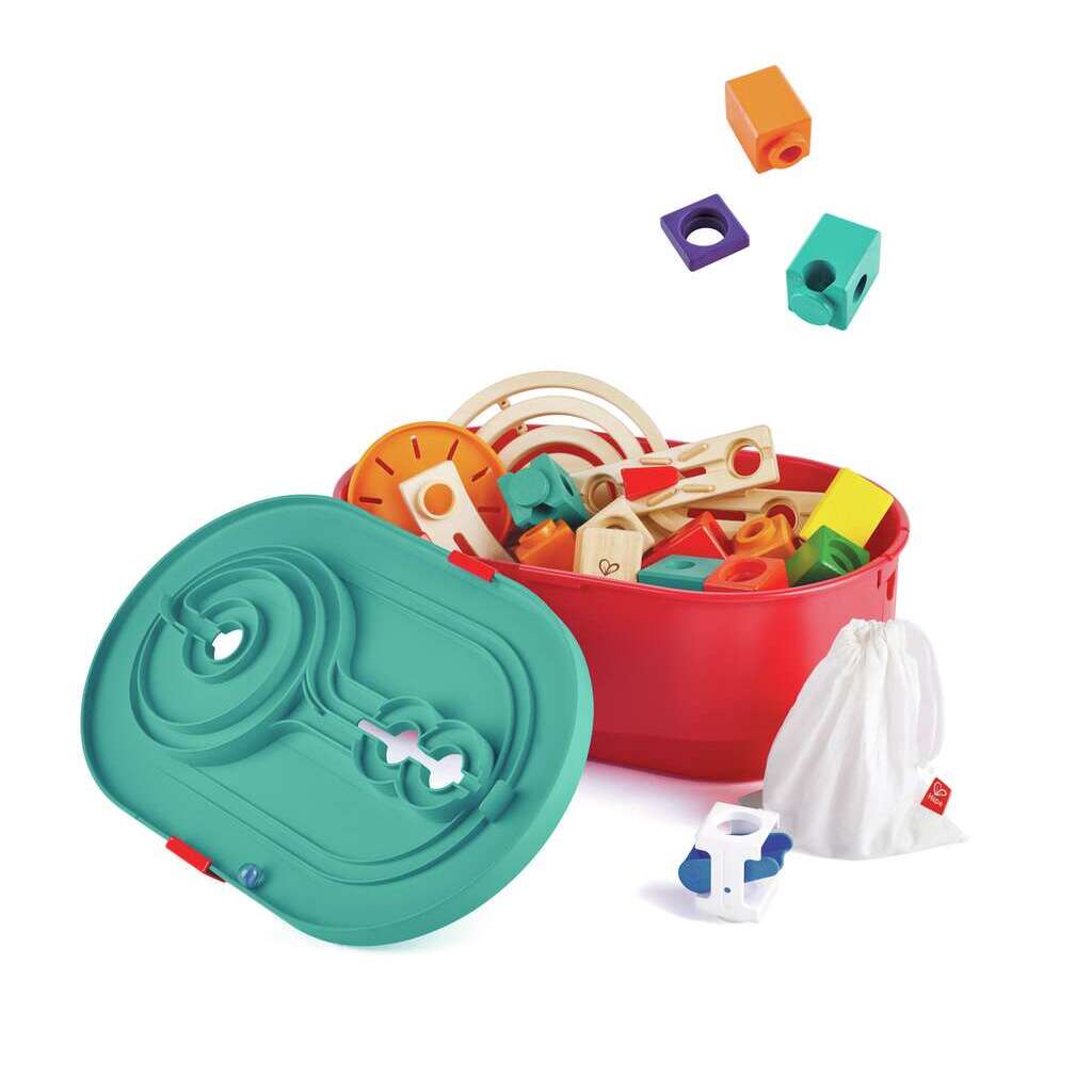 Hape Quadrilla 螺旋軌道遊戲收納組 Stack Track Bucket - 幫助小朋友發展創造力同空間思維能力 ( 從4歲起 )