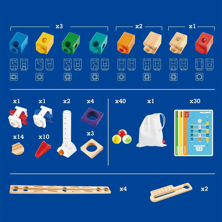 Hape Quadrilla 基礎 木製彈珠軌道 Basic Coding Set - 學習程式設計基礎知識，將邏輯、STEAM 原則與樂趣結合！( 從6歲起 )