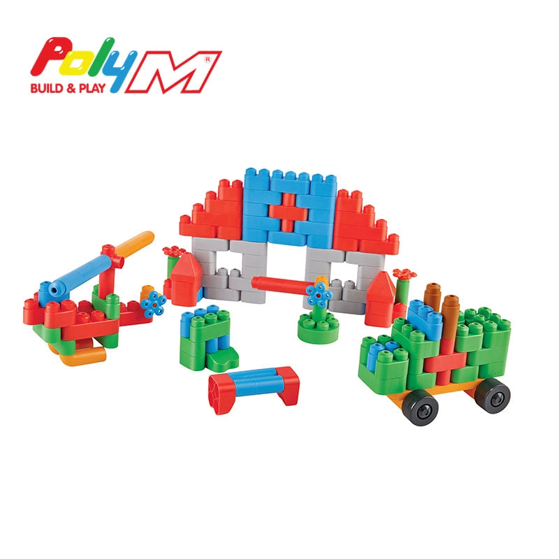 Poly M 積木 (128 塊) | 材質柔韌無尖角，讓孩子安心抓握與拼砌
